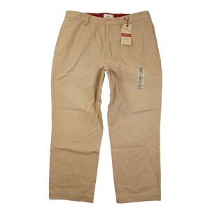 Docker's Iconic Khaki Flat Front Pants Relaxed Straight Fit Men's 36x30 NWT